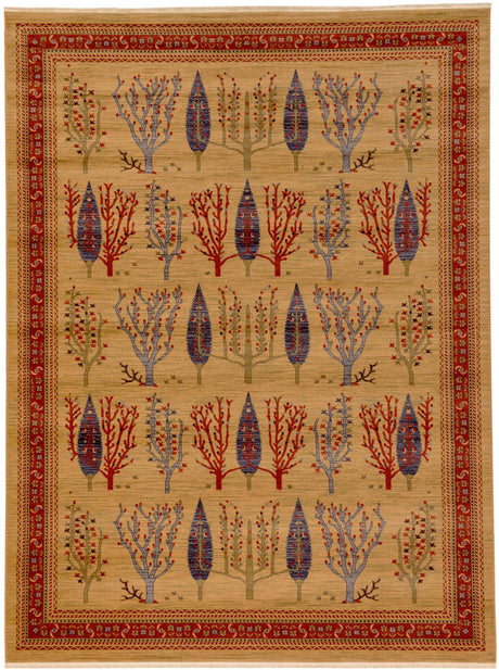 Tan 9' x 12' 2 Fars Rectangle Area Rug 100% Polypropylene Unique Traditional Carpet for Classical Living, Dining Room & Office Spaces for Sale at Rug Engine