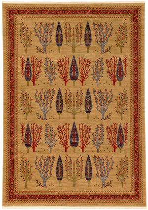 Tan 7' 1 x 10' Fars Rectangle Area Rug 100% Polypropylene Unique Traditional Carpet for Classical Living, Dining Room & Office Spaces for Sale at Rug Engine
