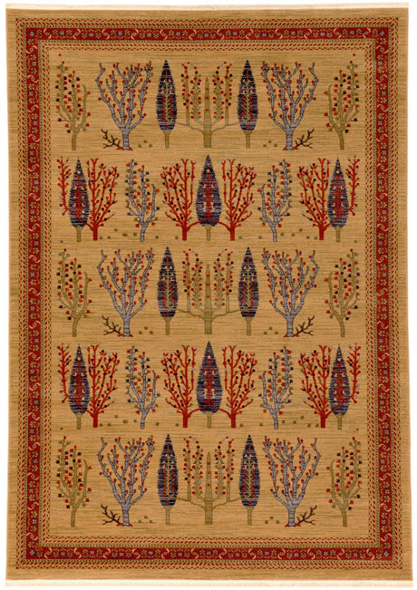Tan 7' 1 x 10' Fars Rectangle Area Rug 100% Polypropylene Unique Traditional Carpet for Classical Living, Dining Room & Office Spaces for Sale at Rug Engine