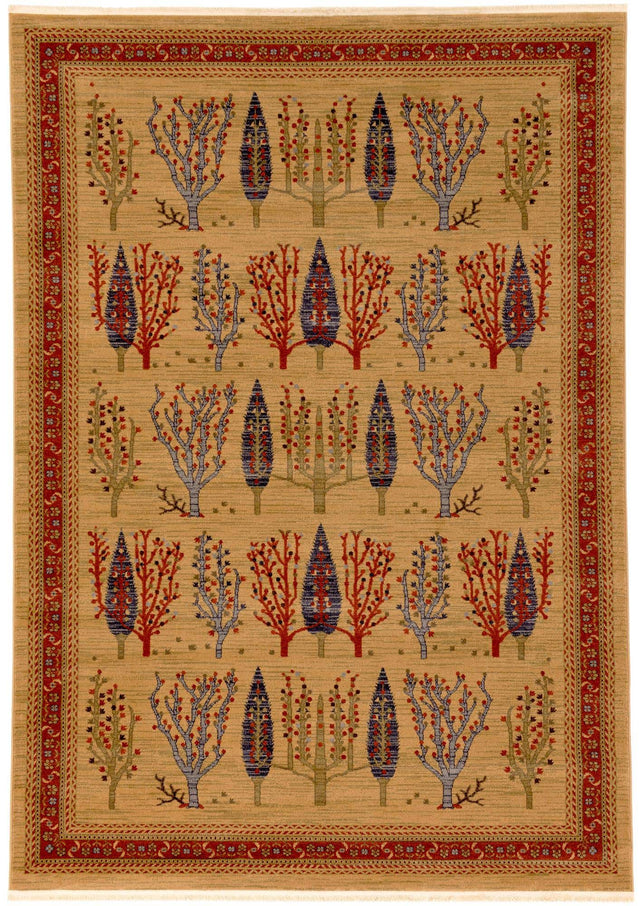 Tan 7' 1 x 10' Fars Rectangle Area Rug 100% Polypropylene Unique Traditional Carpet for Classical Living, Dining Room & Office Spaces for Sale at Rug Engine