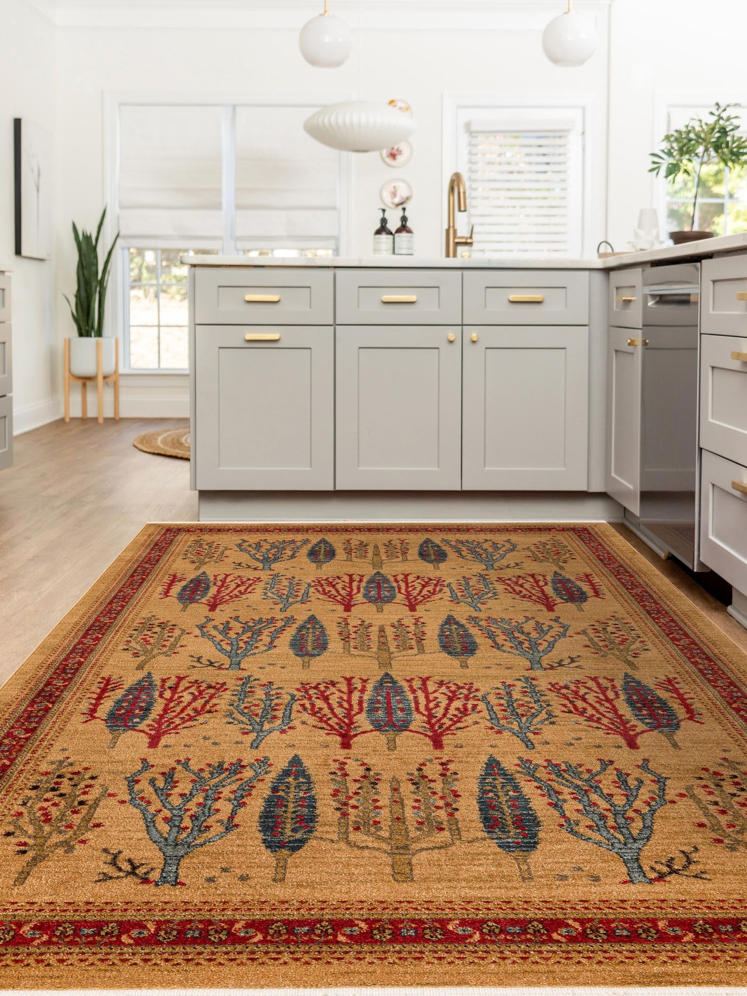 Tan 7' 1 x 10' Fars Rectangle Area Rug 100% Polypropylene Unique Traditional Carpet for Classical Living, Dining Room & Office Spaces for Sale at Rug Engine