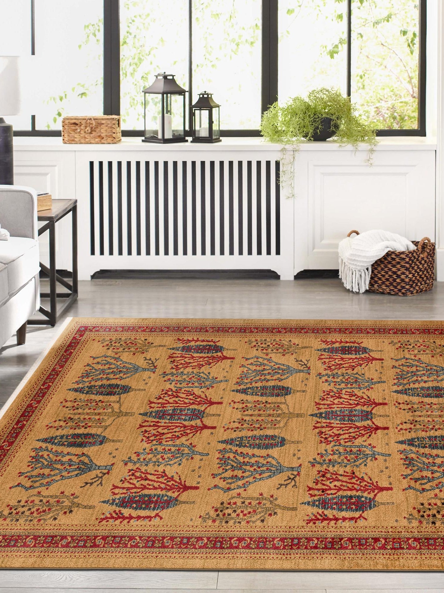 Tan 6' 1 x 9' Fars Rectangle Area Rug 100% Polypropylene Unique Traditional Carpet for Classical Living, Dining Room & Office Spaces for Sale at Rug Engine