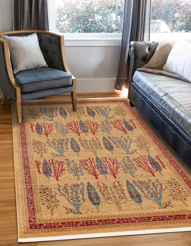 Tan 10' 6 x 16' 5 Fars Rectangle Area Rug 100% Polypropylene Unique Traditional Carpet for Classical Living, Dining Room & Office Spaces for Sale at Rug Engine