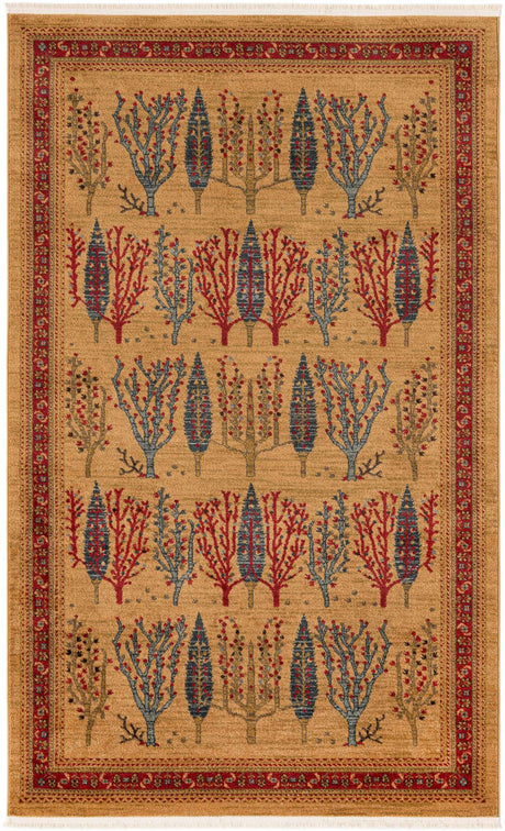 Tan 5' 1 x 8' Fars Rectangle Area Rug 100% Polypropylene Unique Traditional Carpet for Classical Living, Dining Room & Office Spaces for Sale at Rug Engine
