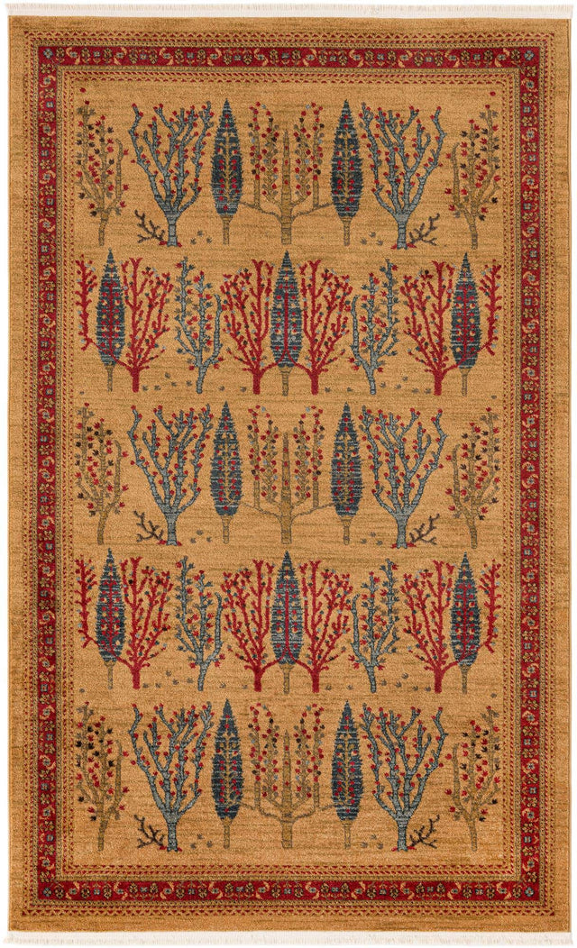 Tan 5' 1 x 8' Fars Rectangle Area Rug 100% Polypropylene Unique Traditional Carpet for Classical Living, Dining Room & Office Spaces for Sale at Rug Engine