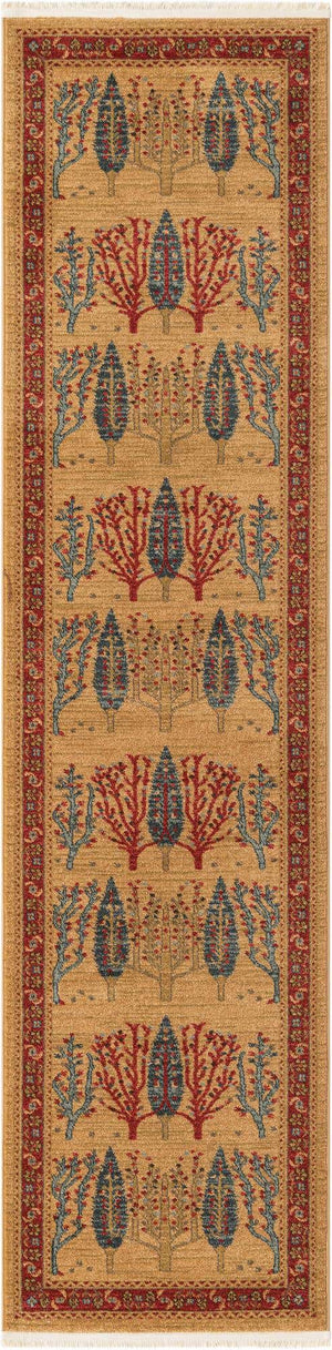 Tan 2' 7 x 10' Fars Runner Area Rug 100% Polypropylene Unique Traditional Carpet for Classical Living, Dining Room & Office Spaces for Sale at Rug Engine