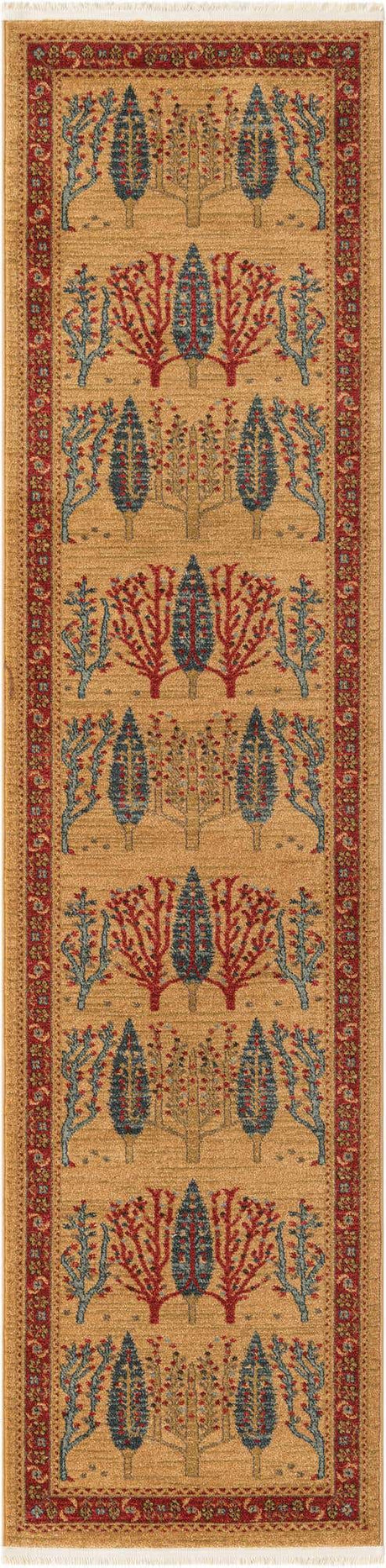 Tan 2' 7 x 10' Fars Runner Area Rug 100% Polypropylene Unique Traditional Carpet for Classical Living, Dining Room & Office Spaces for Sale at Rug Engine
