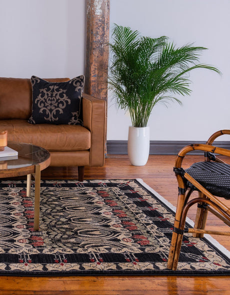 Black 10' x 13' 1 Edinburgh Rectangle Area Rug 100% Polypropylene Easy Clean With Cotton Backing Traditional Classic Design Carpet for Living, Dining Room, Office for Sale at Rug Engine