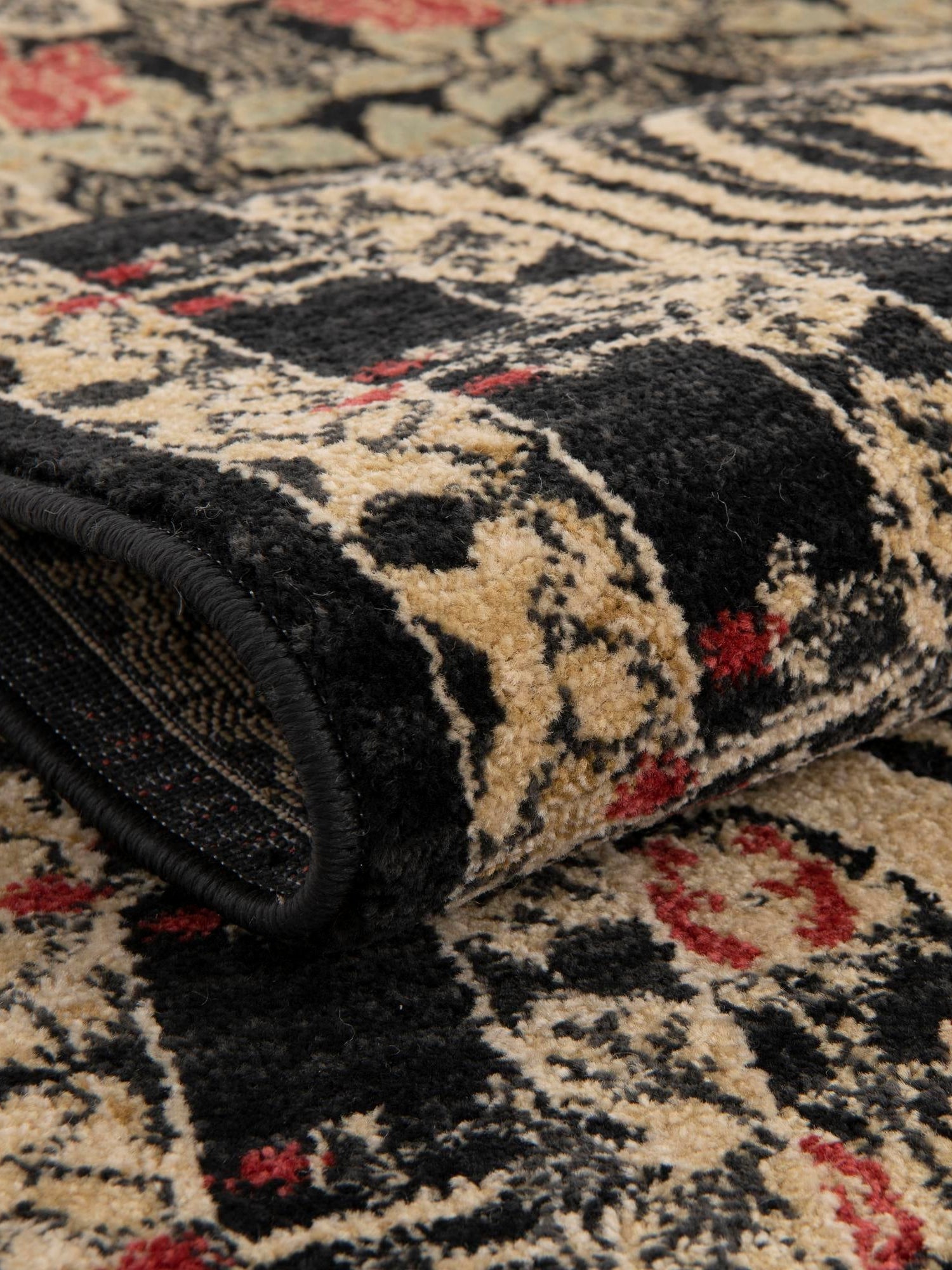 Black 2' x 3' 1 Edinburgh Rectangle Area Rug 100% Polypropylene Easy Clean With Cotton Backing Traditional Classic Design Carpet for Living, Dining Room, Office for Sale at Rug Engine