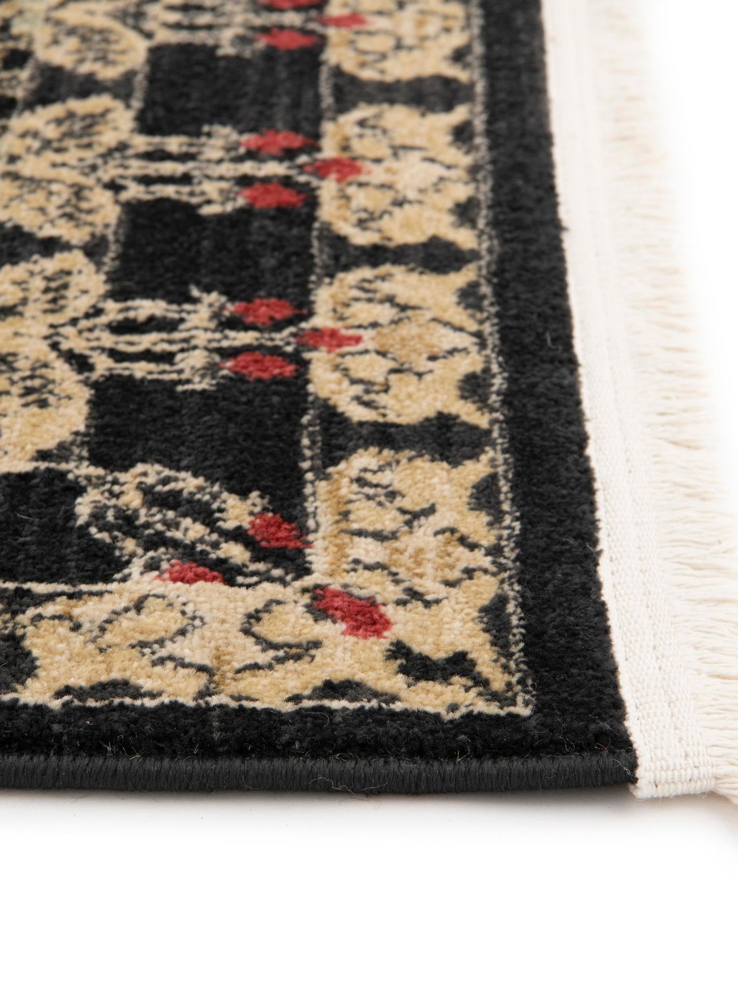 Black 4' 1 x 6' 1 Edinburgh Rectangle Area Rug 100% Polypropylene Easy Clean With Cotton Backing Traditional Classic Design Carpet for Living, Dining Room, Office for Sale at Rug Engine