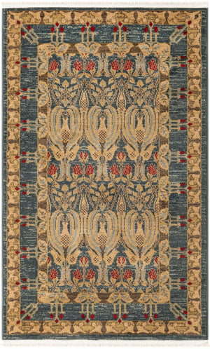 Navy Blue 3' 1 x 5' 3 Edinburgh Rectangle Area Rug 100% Polypropylene Easy Clean With Cotton Backing Traditional Classic Design Carpet for Living, Dining Room, Office for Sale at Rug Engine