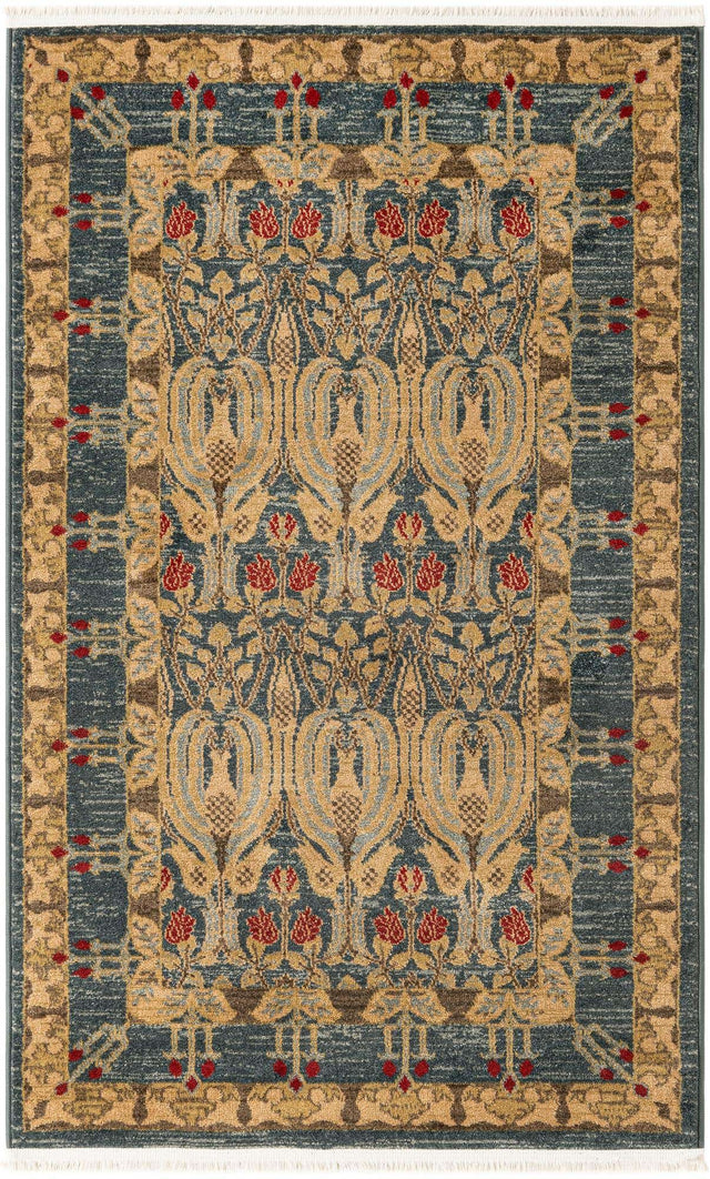 Navy Blue 3' 1 x 5' 3 Edinburgh Rectangle Area Rug 100% Polypropylene Easy Clean With Cotton Backing Traditional Classic Design Carpet for Living, Dining Room, Office for Sale at Rug Engine