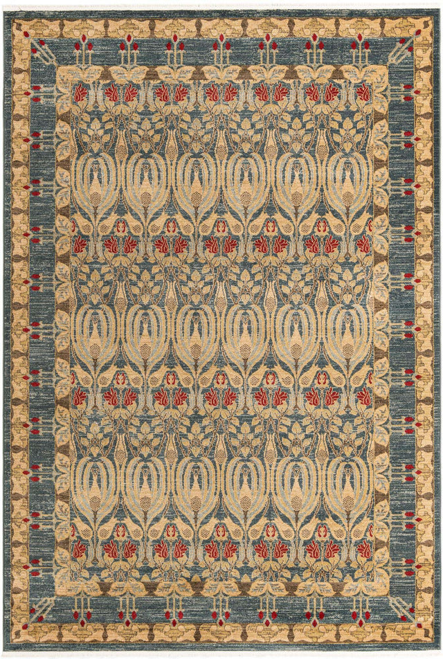 Navy Blue 7' 1 x 10' Edinburgh Rectangle Area Rug 100% Polypropylene Easy Clean With Cotton Backing Traditional Classic Design Carpet for Living, Dining Room, Office for Sale at Rug Engine