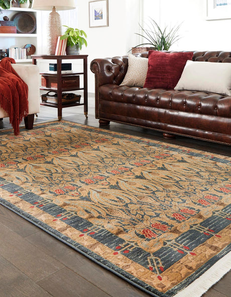 Navy Blue 7' 1 x 10' Edinburgh Rectangle Area Rug 100% Polypropylene Easy Clean With Cotton Backing Traditional Classic Design Carpet for Living, Dining Room, Office for Sale at Rug Engine