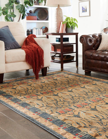 Navy Blue 8' x 11' Edinburgh Rectangle Area Rug 100% Polypropylene Easy Clean With Cotton Backing Traditional Classic Design Carpet for Living, Dining Room, Office for Sale at Rug Engine