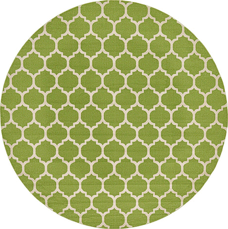 Light Green 7' 10 x 7' 10 Trellis Round Area Rug