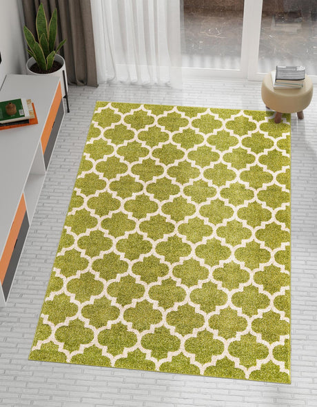 Light Green 10' x 14' 1 Trellis Rectangle Area Rug