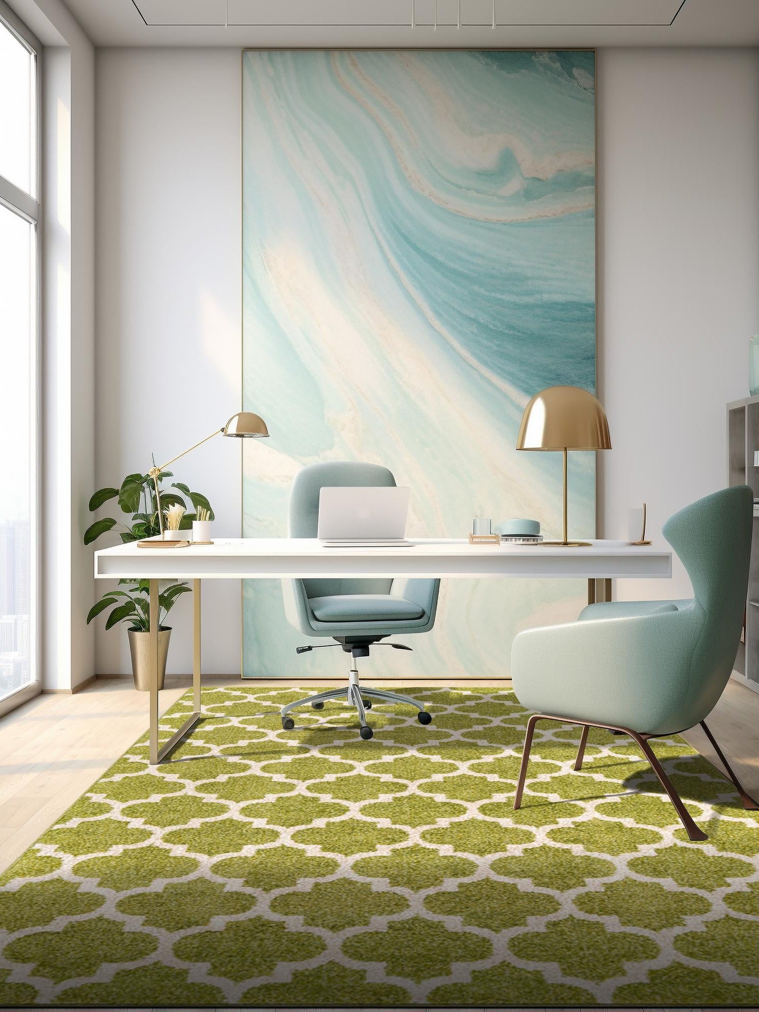 Light Green 10' 6 x 16' 5 Trellis Rectangle Area Rug