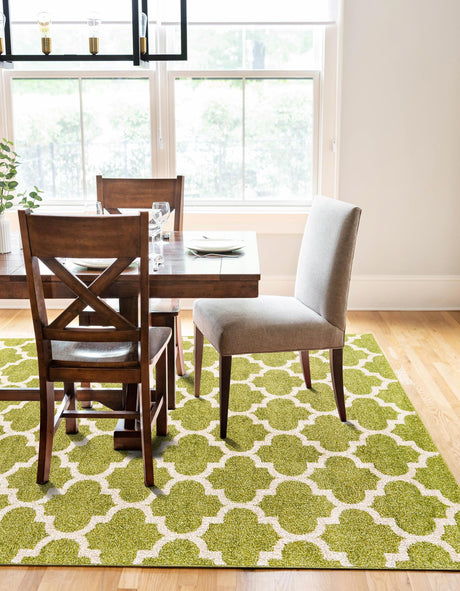 Light Green 4' 1 x 6' 1 Trellis Rectangle Area Rug Geometric Modern Unique Durable Easy Clean Carpet for Contemporary Interior Design for Sale at Rug Engine
