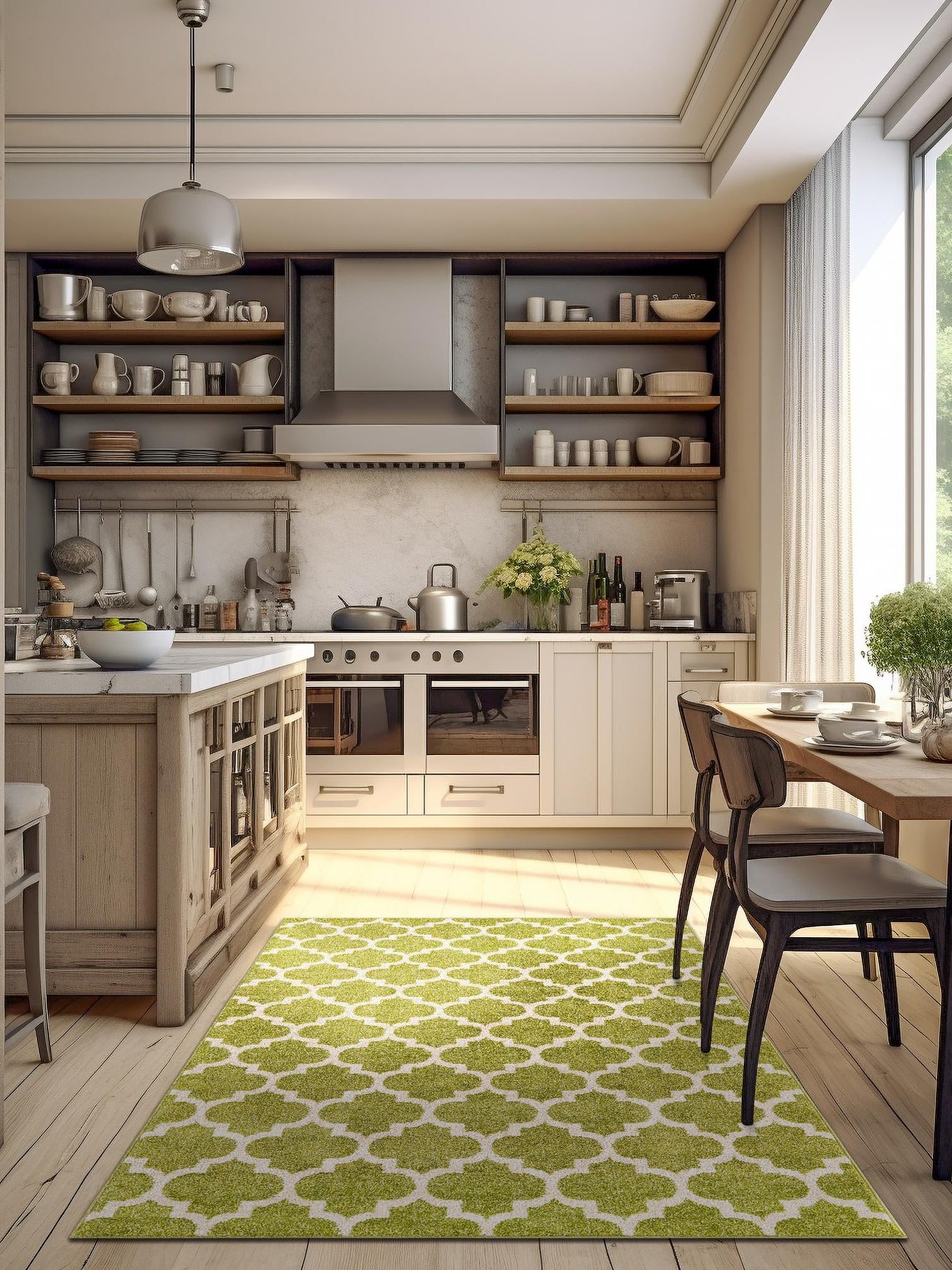 Light Green 4' 1 x 6' 1 Trellis Rectangle Area Rug