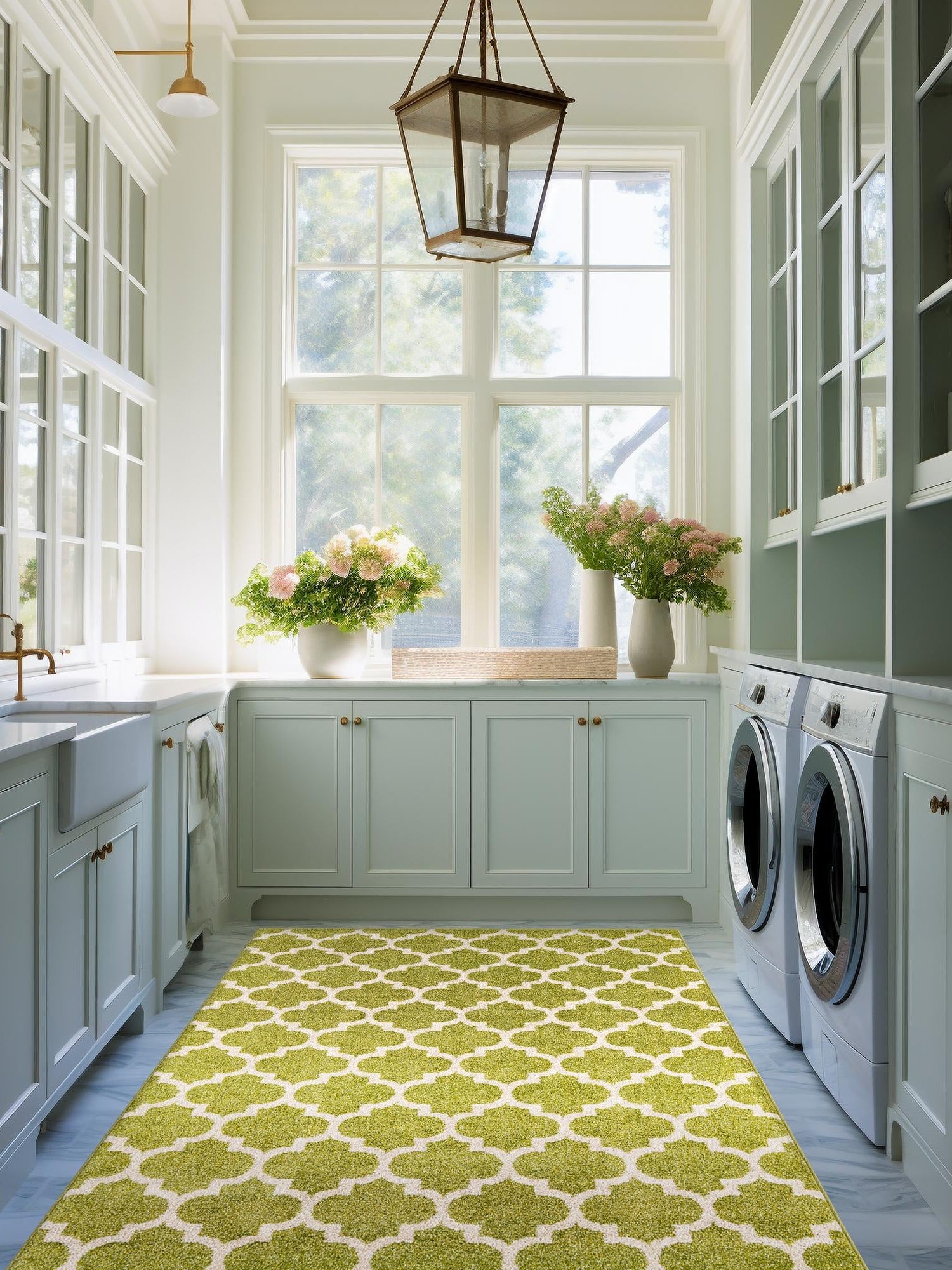 Light Green 2' x 3' 1 Trellis Rectangle Area Rug