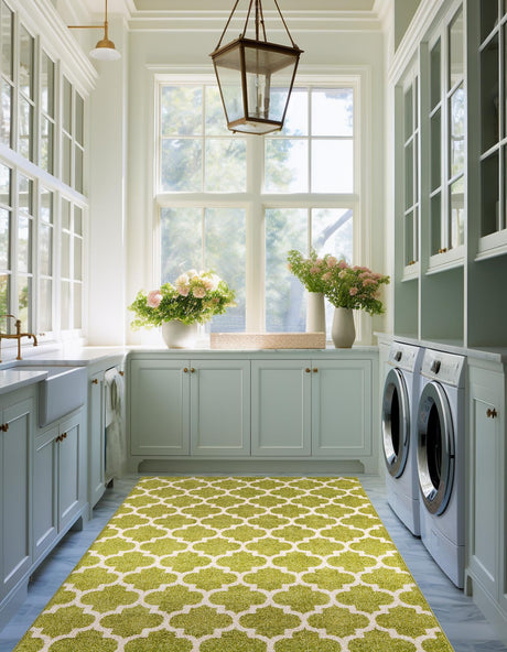 Light Green 10' 6 x 16' 5 Trellis Rectangle Area Rug Geometric Modern Unique Durable Easy Clean Carpet for Contemporary Interior Design for Sale at Rug Engine