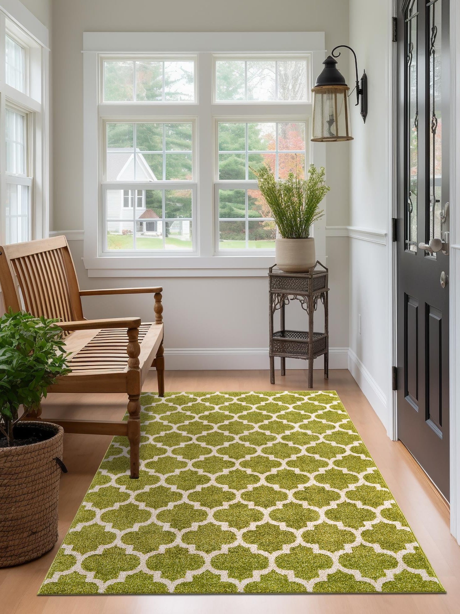 Light Green 6' 1 x 9' Trellis Rectangle Area Rug