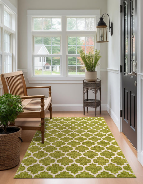 Light Green 3' 1 x 5' 3 Trellis Rectangle Area Rug Geometric Modern Unique Durable Easy Clean Carpet for Contemporary Interior Design for Sale at Rug Engine
