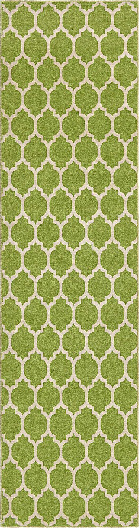 Light Green 2' 7 x 10' Trellis Runner Area Rug