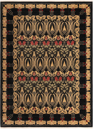 Black 9' x 12' Edinburgh Rectangle Area Rug 100% Polypropylene Easy Clean With Cotton Backing Traditional Classic Design Carpet for Living, Dining Room, Office for Sale at Rug Engine