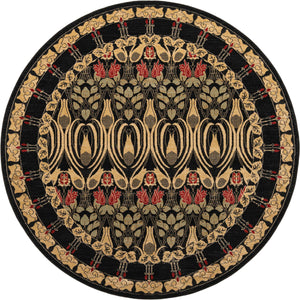 Black 8' x 8' Edinburgh Round Area Rug 100% Polypropylene Easy Clean With Cotton Backing Traditional Classic Design Carpet for Living, Dining Room, Office for Sale at Rug Engine