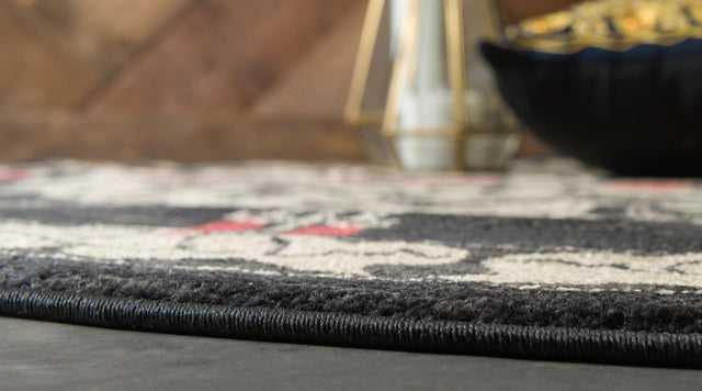 Black 5' 1 x 5' 1 Edinburgh Round Area Rug 100% Polypropylene Easy Clean With Cotton Backing Traditional Classic Design Carpet for Living, Dining Room, Office for Sale at Rug Engine