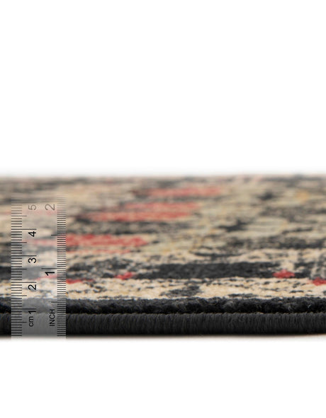 Black 5' 1 x 5' 1 Edinburgh Round Area Rug 100% Polypropylene Easy Clean With Cotton Backing Traditional Classic Design Carpet for Living, Dining Room, Office for Sale at Rug Engine