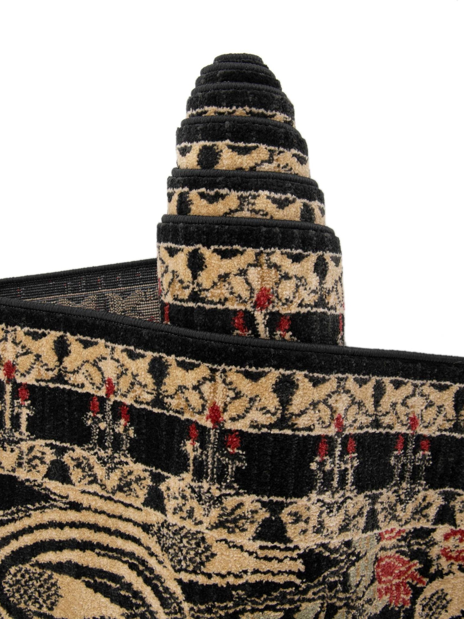 Black 5' 1 x 5' 1 Edinburgh Round Area Rug 100% Polypropylene Easy Clean With Cotton Backing Traditional Classic Design Carpet for Living, Dining Room, Office for Sale at Rug Engine