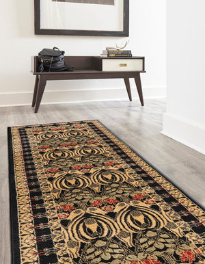 Black 2' 7 x 10' Edinburgh Runner Area Rug 100% Polypropylene Easy Clean With Cotton Backing Traditional Classic Design Carpet for Living, Dining Room, Office for Sale at Rug Engine