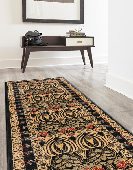 Black 2' x 8' Edinburgh Runner Area Rug 100% Polypropylene Easy Clean With Cotton Backing Traditional Classic Design Carpet for Living, Dining Room, Office for Sale at Rug Engine