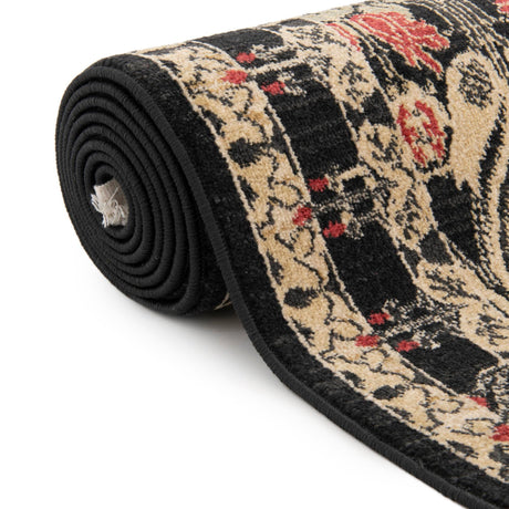 Black 2' 7 x 10' Edinburgh Runner Area Rug 100% Polypropylene Easy Clean With Cotton Backing Traditional Classic Design Carpet for Living, Dining Room, Office for Sale at Rug Engine