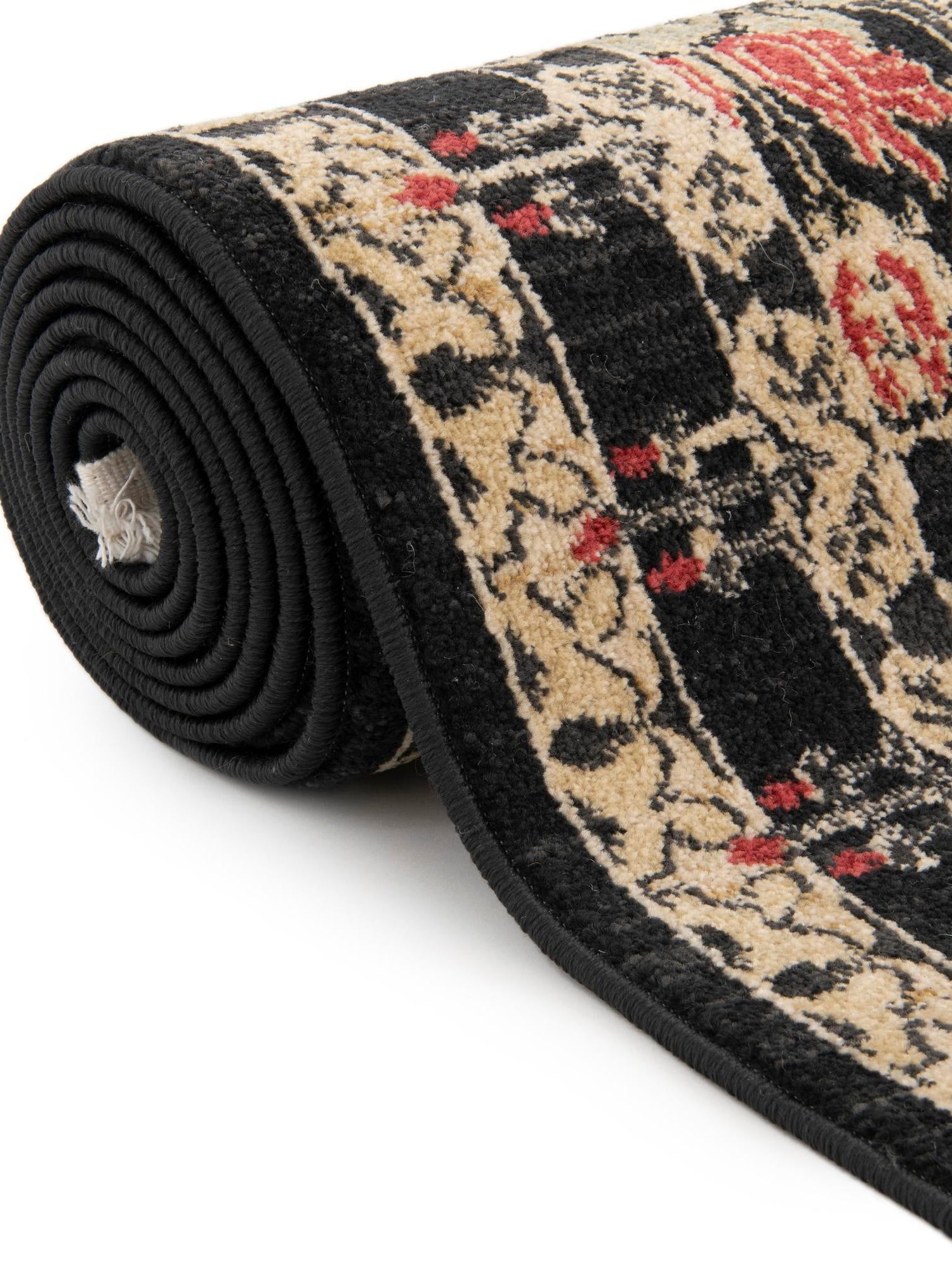 Black 2' 7 x 19' 8 Edinburgh Runner Area Rug 100% Polypropylene Easy Clean With Cotton Backing Traditional Classic Design Carpet for Living, Dining Room, Office for Sale at Rug Engine