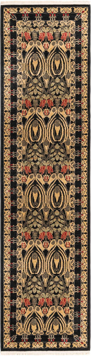 Black 2' 7 x 10' Edinburgh Runner Area Rug 100% Polypropylene Easy Clean With Cotton Backing Traditional Classic Design Carpet for Living, Dining Room, Office for Sale at Rug Engine