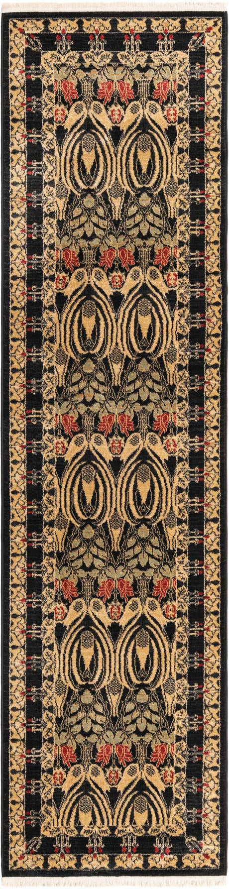 Black 2' 7 x 10' Edinburgh Runner Area Rug 100% Polypropylene Easy Clean With Cotton Backing Traditional Classic Design Carpet for Living, Dining Room, Office for Sale at Rug Engine