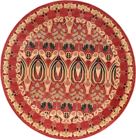 Rust Red 8' x 8' Edinburgh Round Area Rug 100% Polypropylene Easy Clean With Cotton Backing Traditional Classic Design Carpet for Living, Dining Room, Office for Sale at Rug Engine