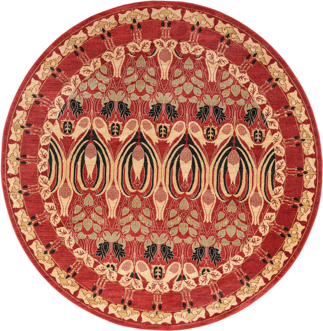 Rust Red 8' x 8' Edinburgh Round Area Rug 100% Polypropylene Easy Clean With Cotton Backing Traditional Classic Design Carpet for Living, Dining Room, Office for Sale at Rug Engine