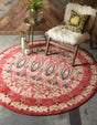 Rust Red 8' x 8' Edinburgh Round Area Rug 100% Polypropylene Easy Clean With Cotton Backing Traditional Classic Design Carpet for Living, Dining Room, Office for Sale at Rug Engine