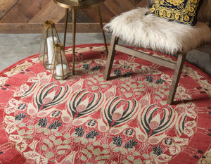 Rust Red 8' x 8' Edinburgh Round Area Rug 100% Polypropylene Easy Clean With Cotton Backing Traditional Classic Design Carpet for Living, Dining Room, Office for Sale at Rug Engine