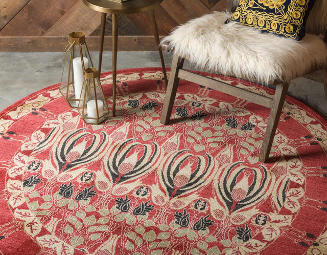 Rust Red 8' x 8' Edinburgh Round Area Rug 100% Polypropylene Easy Clean With Cotton Backing Traditional Classic Design Carpet for Living, Dining Room, Office for Sale at Rug Engine