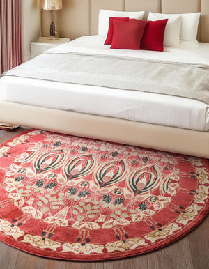 Rust Red 8' x 8' Edinburgh Round Area Rug 100% Polypropylene Easy Clean With Cotton Backing Traditional Classic Design Carpet for Living, Dining Room, Office for Sale at Rug Engine