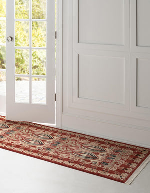 Rust Red 2' 7 x 10' Edinburgh Runner Area Rug 100% Polypropylene Easy Clean With Cotton Backing Traditional Classic Design Carpet for Living, Dining Room, Office for Sale at Rug Engine