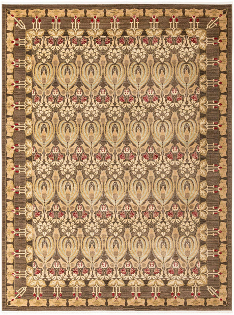Brown 9' x 12' Edinburgh Rectangle Area Rug 100% Polypropylene Easy Clean With Cotton Backing Traditional Classic Design Carpet for Living, Dining Room, Office for Sale at Rug Engine
