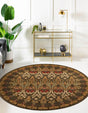 Brown 8' x 8' Edinburgh Round Area Rug 100% Polypropylene Easy Clean With Cotton Backing Traditional Classic Design Carpet for Living, Dining Room, Office for Sale at Rug Engine