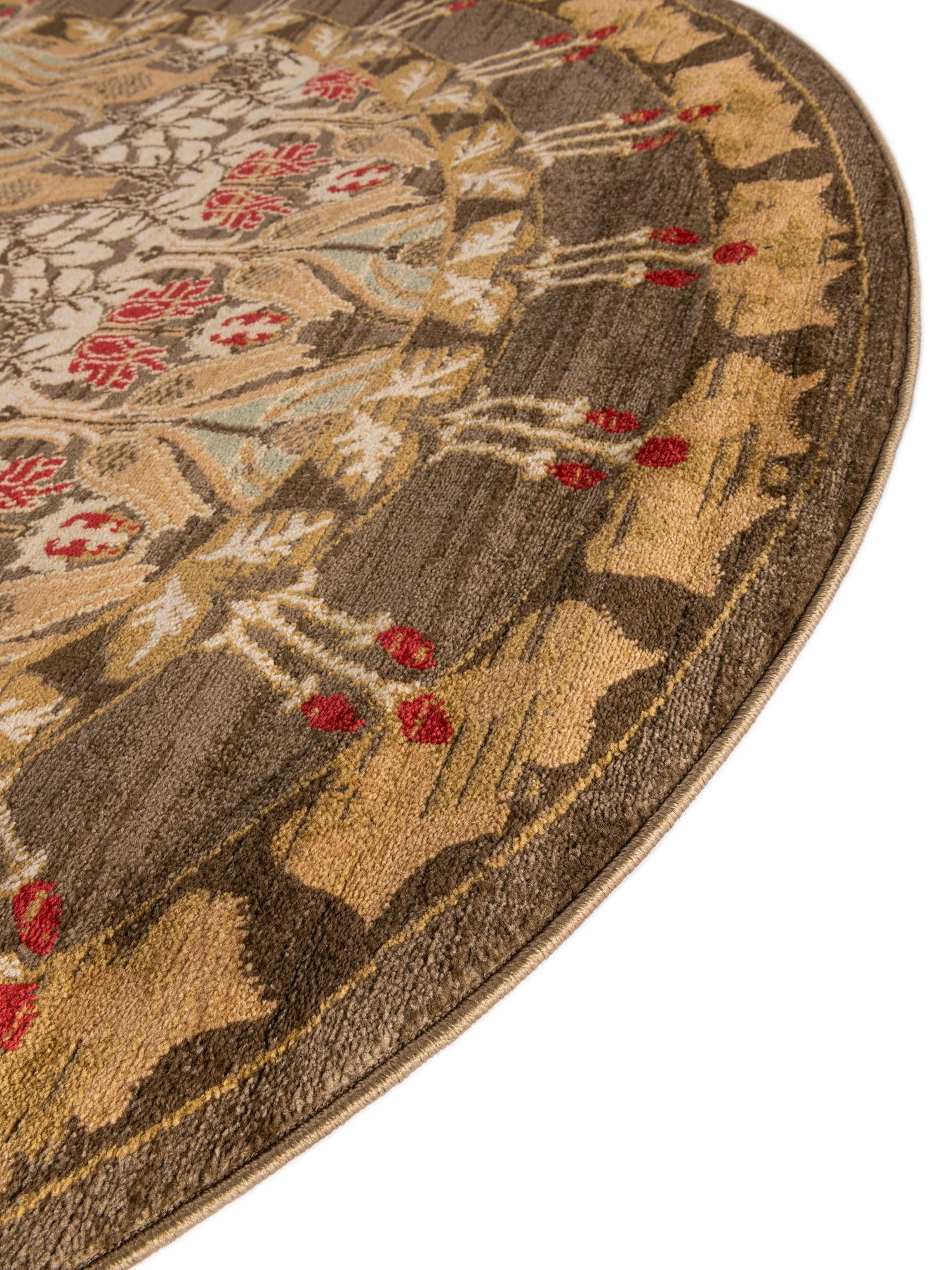 Brown 10' x 10' Edinburgh Round Area Rug 100% Polypropylene Easy Clean With Cotton Backing Traditional Classic Design Carpet for Living, Dining Room, Office for Sale at Rug Engine